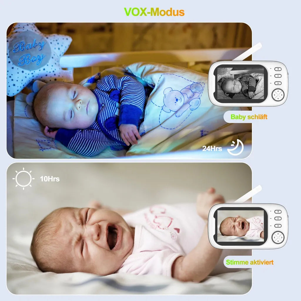 Welikera Babyphone, Babyphone mit Kamera HB32 3.5" Digital Funk TFT LCD Drahtloser, LCD Drahtloser Video baby Monitor mit Digitalkamera, Weiss