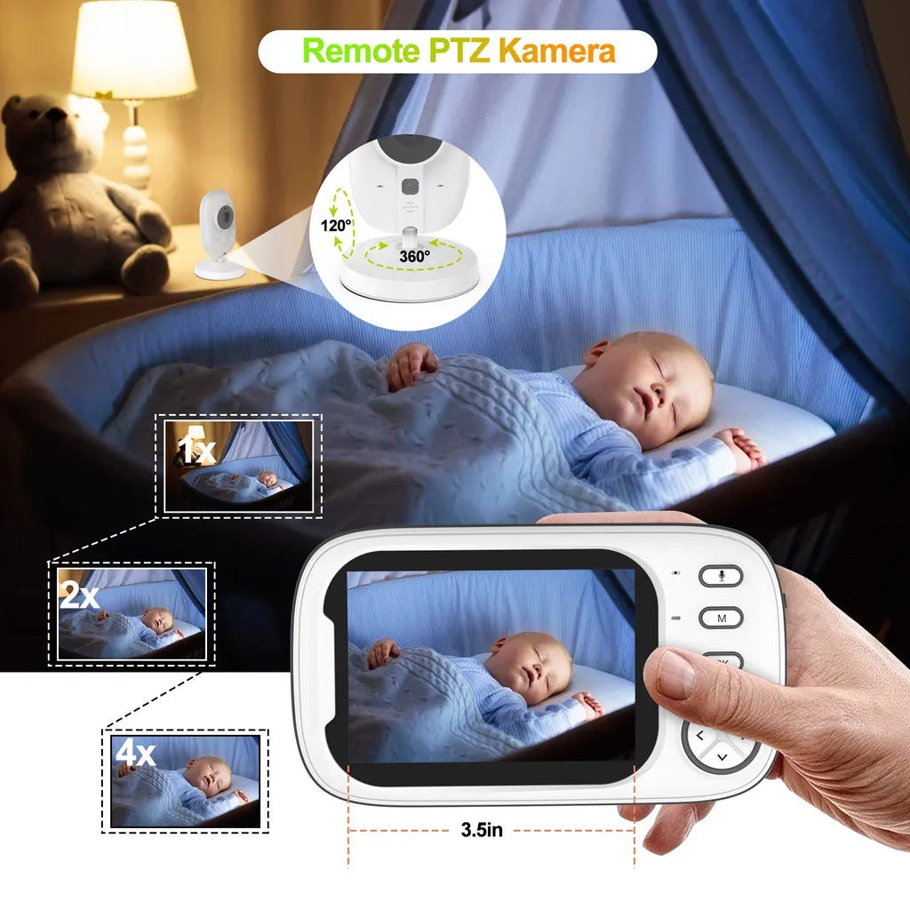 Welikera Babyphone, Babyphone mit Kamera HB32 3.5" Digital Funk TFT LCD Drahtloser, LCD Drahtloser Video baby Monitor mit Digitalkamera, Weiss