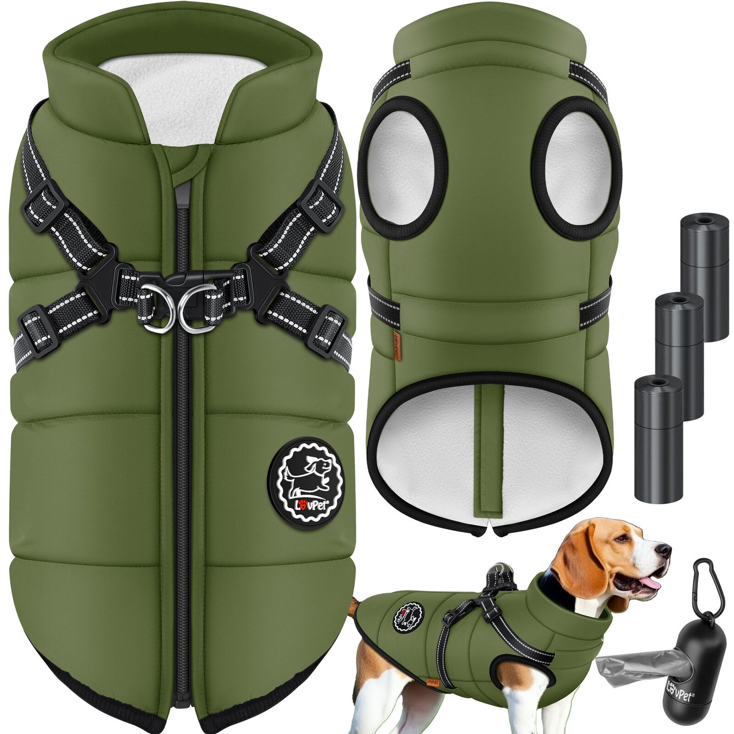 LOVPET Hundejacke Hundemantel + 45x Kotbeutel