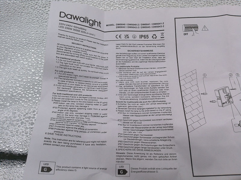 DAWALIGHT Wandleuchte 2er Set